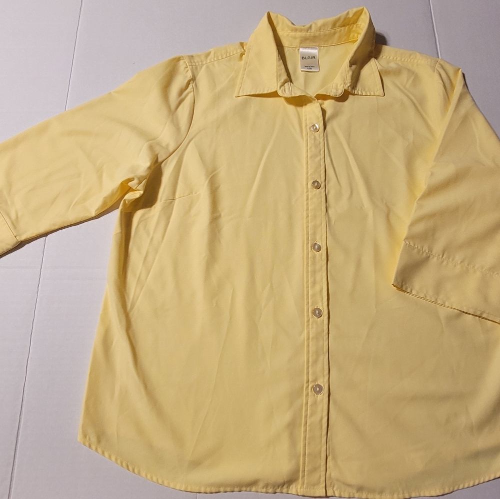 💚 Blair Button Up Yellow Ladies Top Sz‎ Large